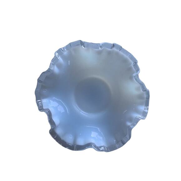 Fenton Style Opalescent Silver Crest White Glass Bonbon Candy Dish Vintage - Picture 3 of 11